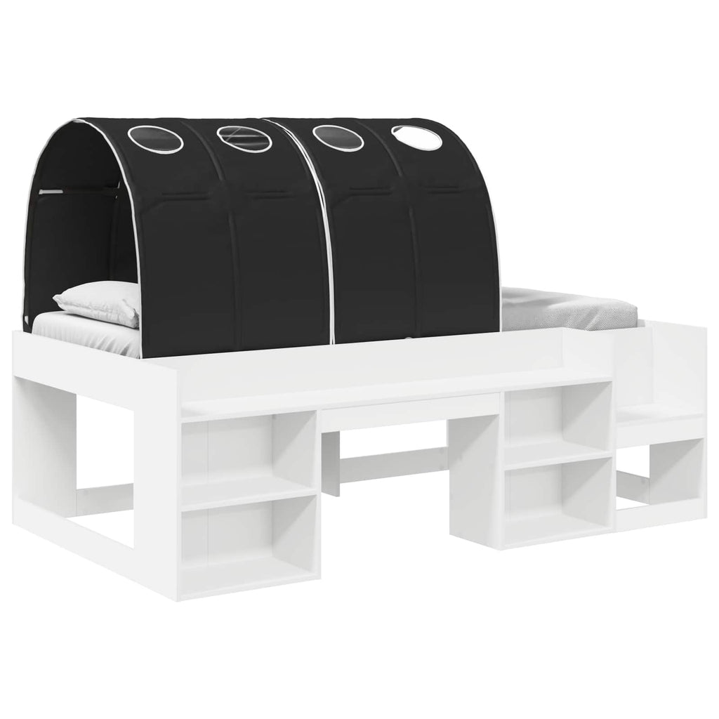 Cama con túnel 3 pcs Blanco y Negro Madera de ingeniería