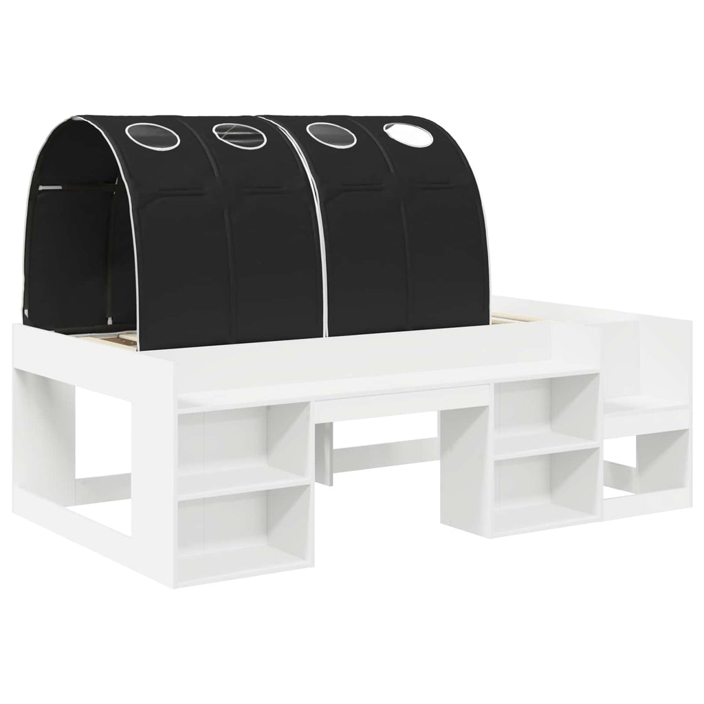 Cama con túnel 3 pcs Blanco y Negro Madera de ingeniería