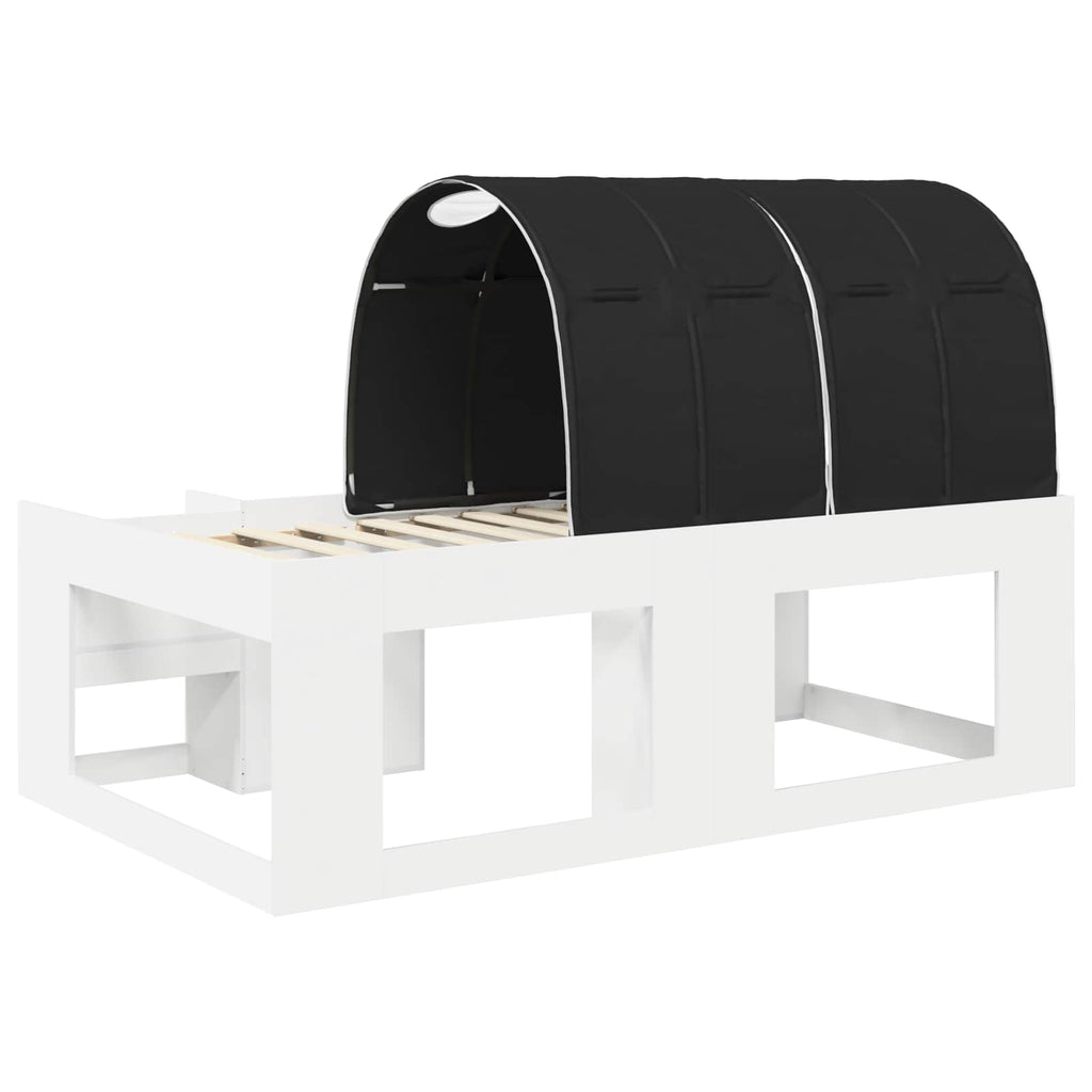 Cama con túnel 3 pcs Blanco y Negro Madera de ingeniería