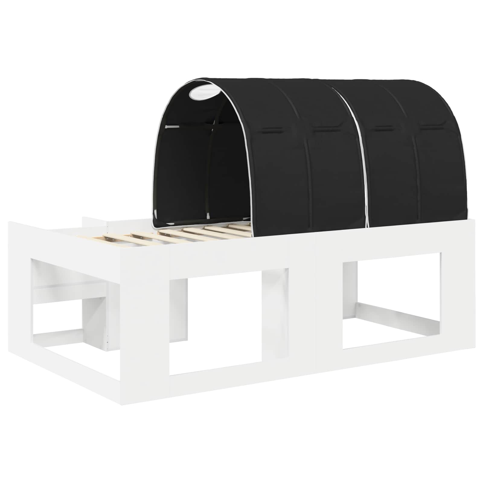 Cama con túnel 3 pcs Blanco y Negro Madera de ingeniería