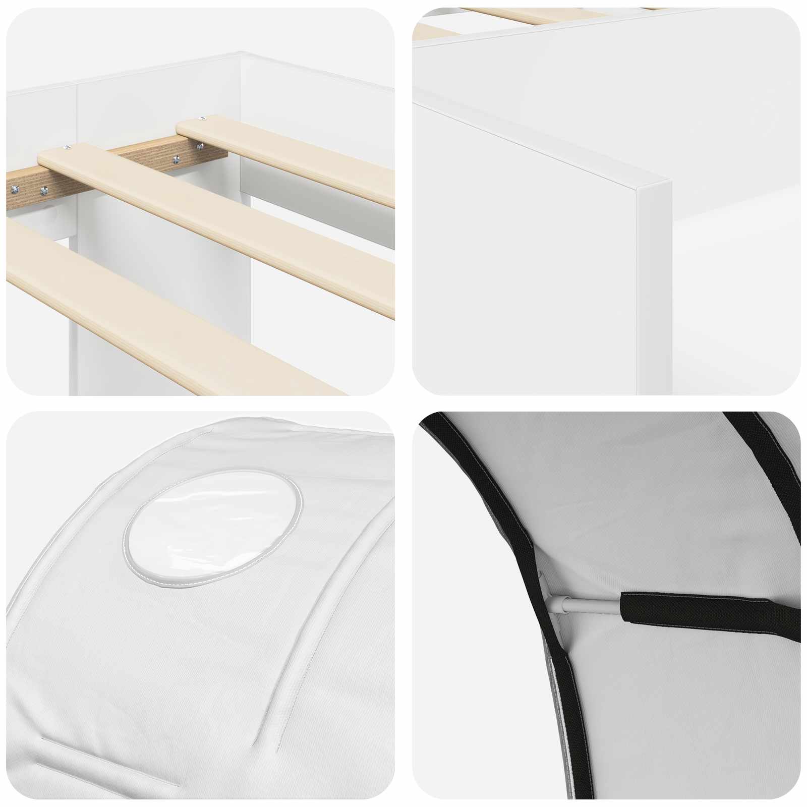 Cama con túnel con estante 3 pcs Blanco Madera de ingeniería