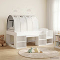 Cama con túnel con estante 3 pcs Blanco Madera de ingeniería