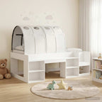 Cama con túnel con estante 3 pcs Blanco Madera de ingeniería