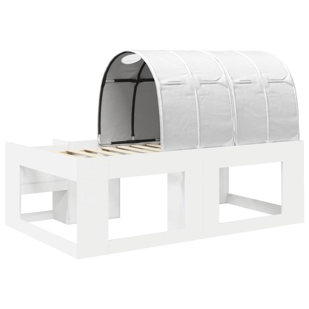 Cama con túnel con estante 3 pcs Blanco Madera de ingeniería