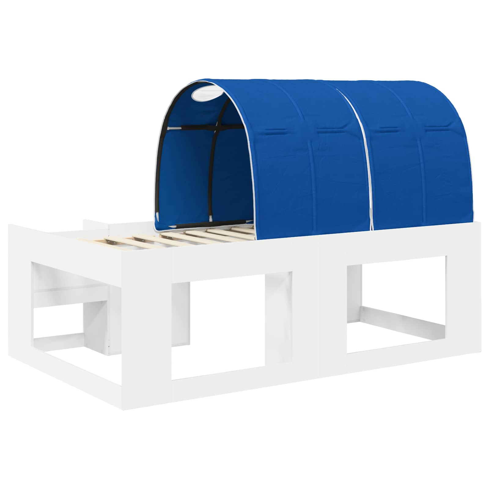 Cama con túnel 3 pcs Blanco y Azul Madera de ingeniería