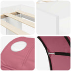 Cama con túnel 3 pcs Blanco y Rosa Madera de ingeniería