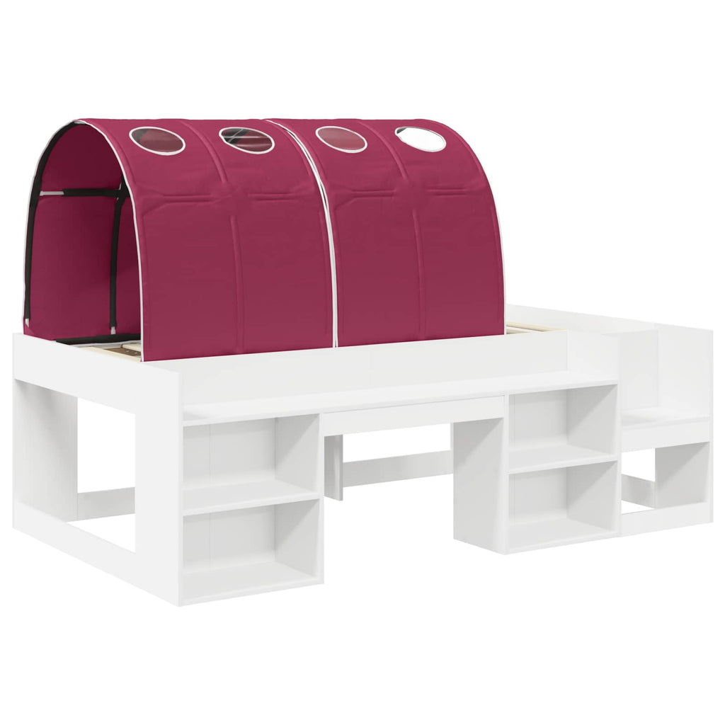 Cama con túnel 3 pcs Blanco y Rojo Madera de ingeniería