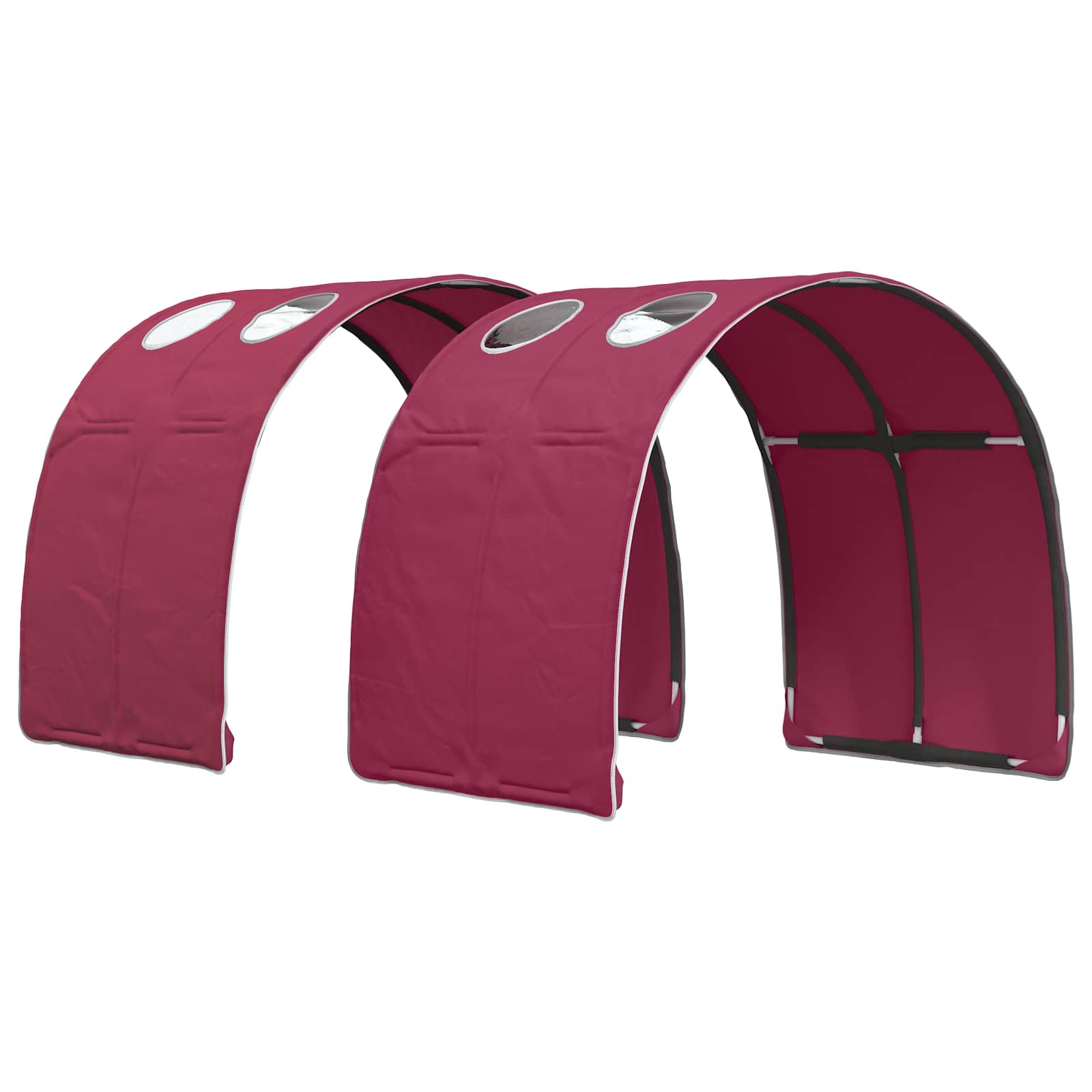 Cama con túnel 3 pcs Blanco y Rojo Madera de ingeniería