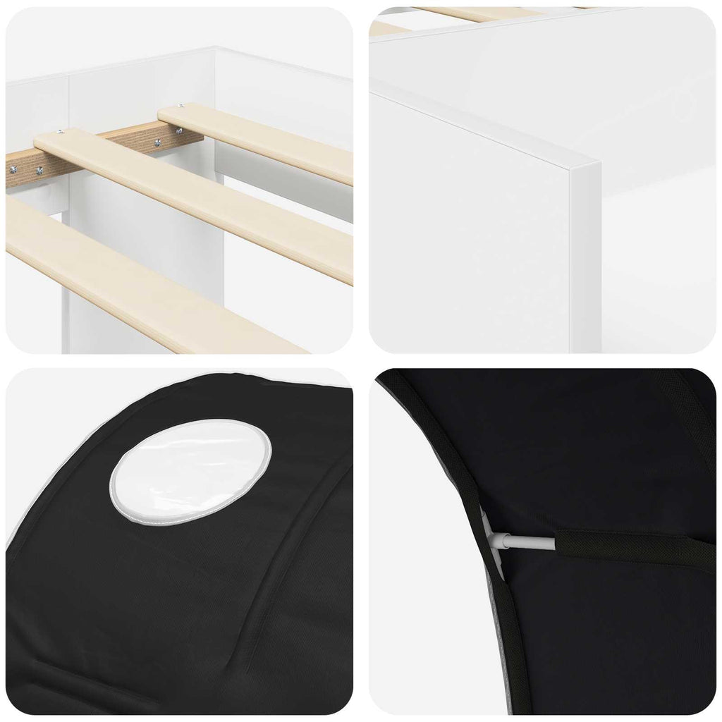 Cama con túnel 3 pcs Blanco y Negro Madera de ingeniería