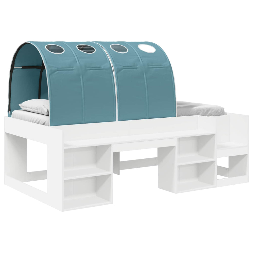 Cama con túnel 3 pcs Blanco y Azul Claro Madera de ingeniería