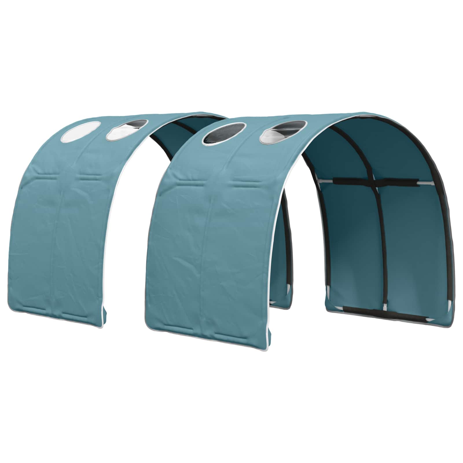 Cama con túnel 3 pcs Blanco y Azul Claro Madera de ingeniería