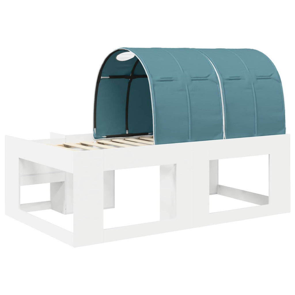 Cama con túnel 3 pcs Blanco y Azul Claro Madera de ingeniería