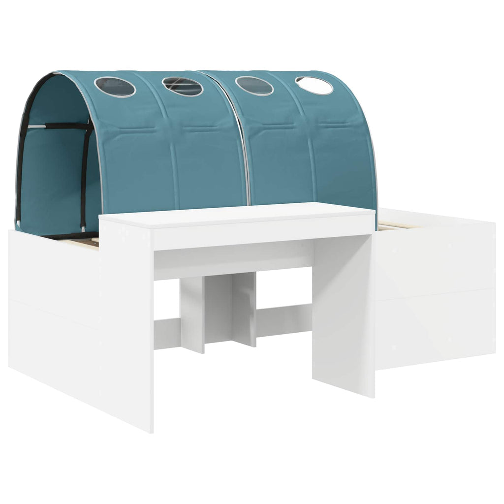 Cama con túnel 3 pcs Blanco y Azul Claro Madera de ingeniería