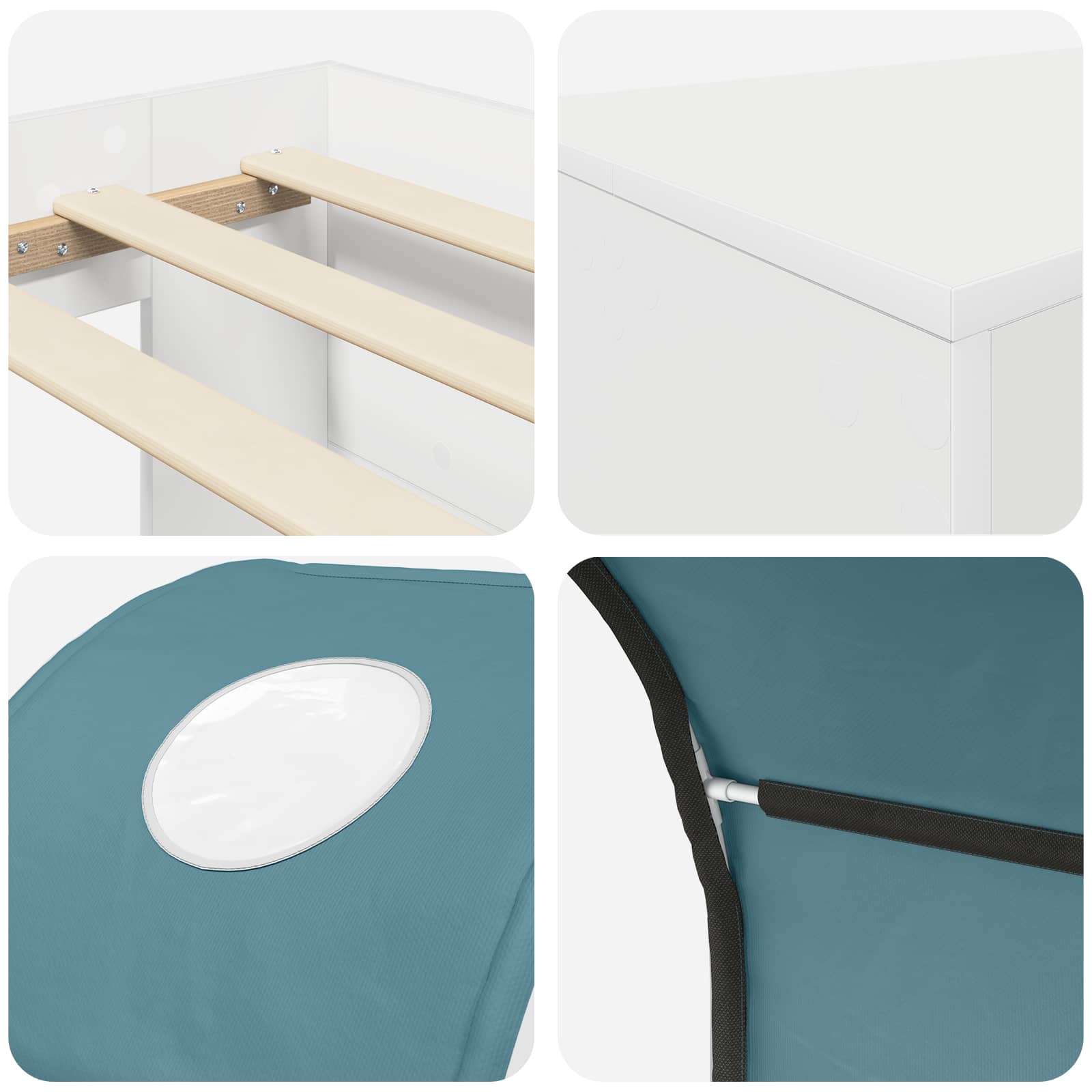 Cama con Túnel 4 pcs Roble Artisian y Azul Claro