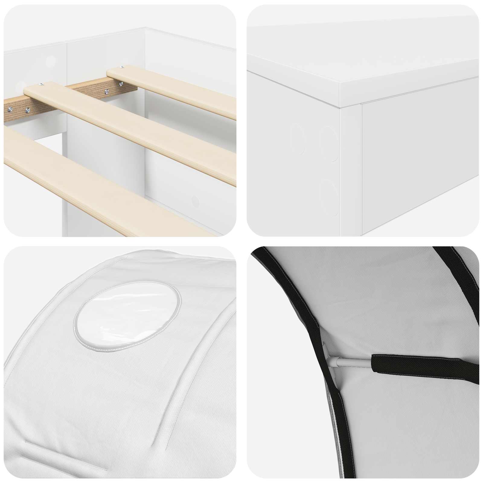 Cama con Túnel 4 pcs Blanco Madera de ingeniería