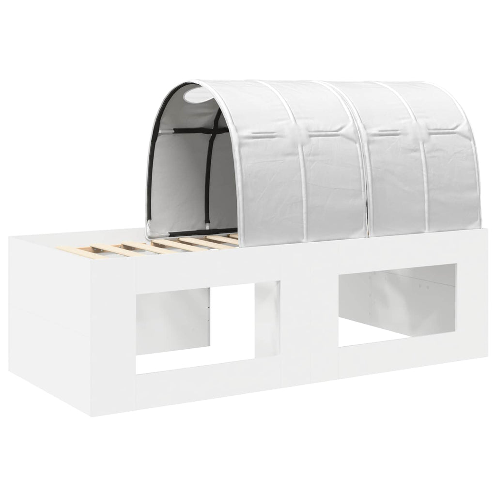 Cama alta para niños con escritorio Blanco Madera de ingeniería