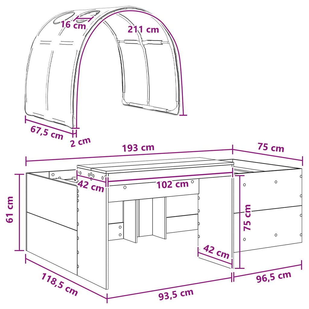 Cama con Túnel 4 pcs Roble Artisian y Azul Claro