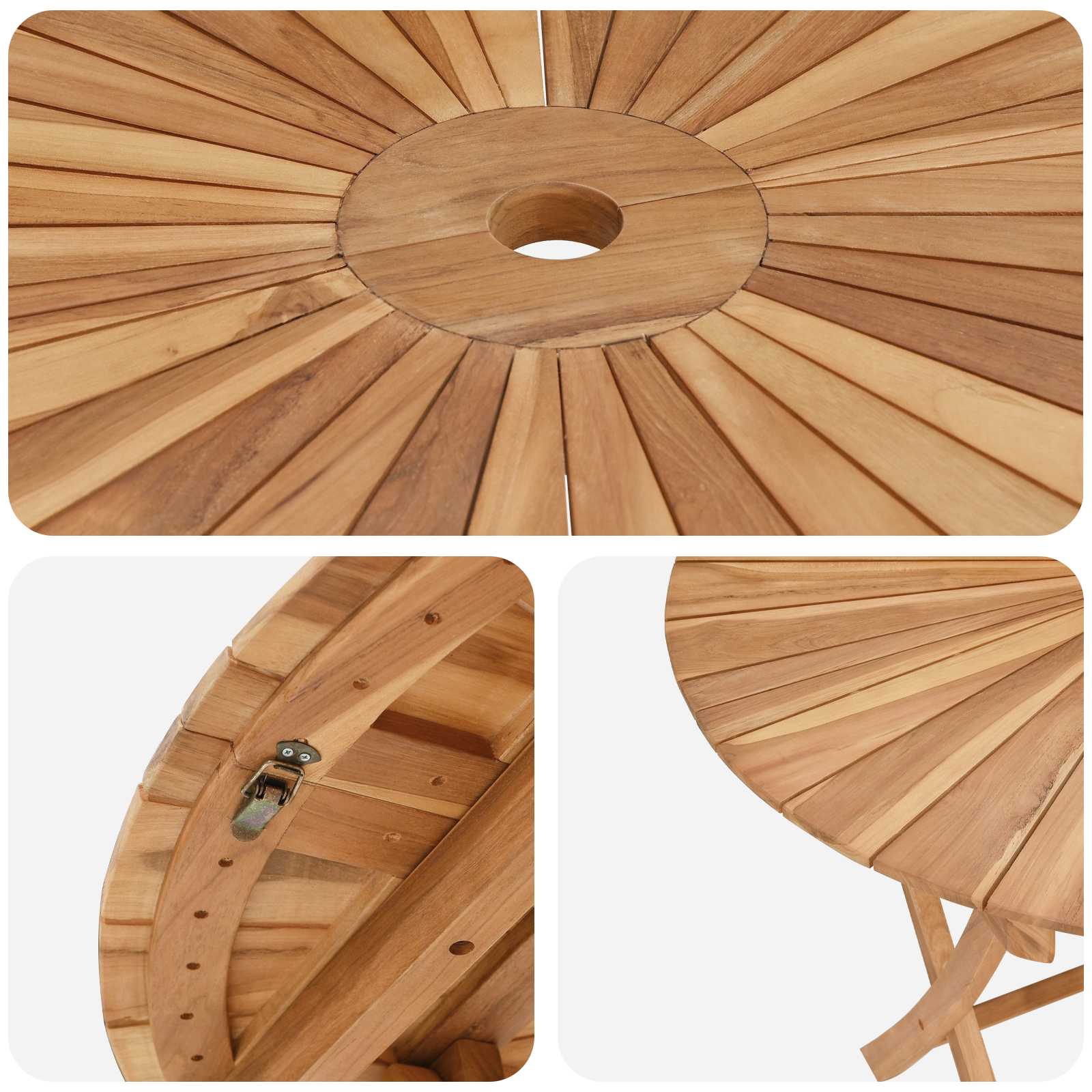 Mesa de jardín plegable Natural Ø 110 x 75 cm