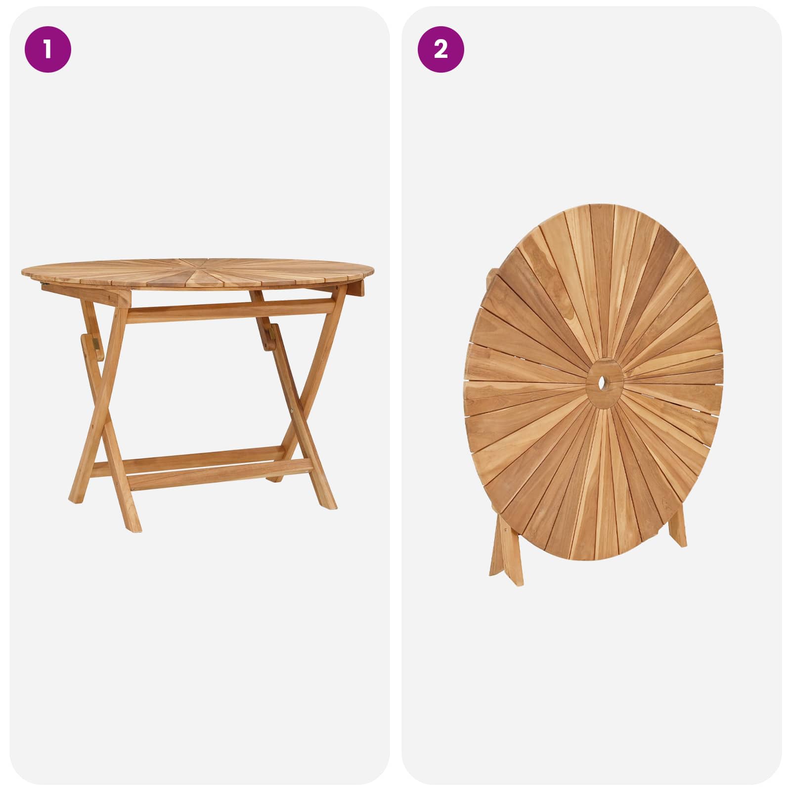 Mesa de jardín plegable Natural Ø 110 x 75 cm