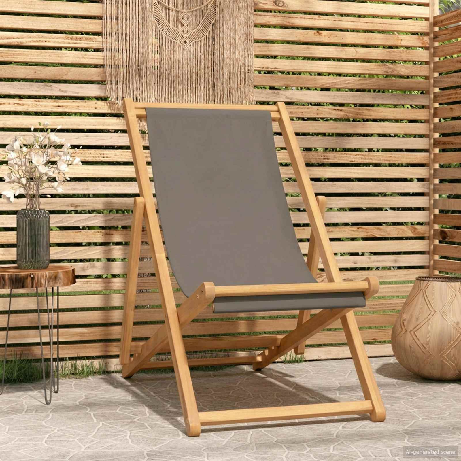 Silla de playa Beige Madera de teca maciza