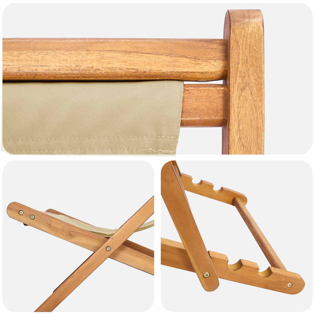 Silla de playa Beige Madera de teca maciza