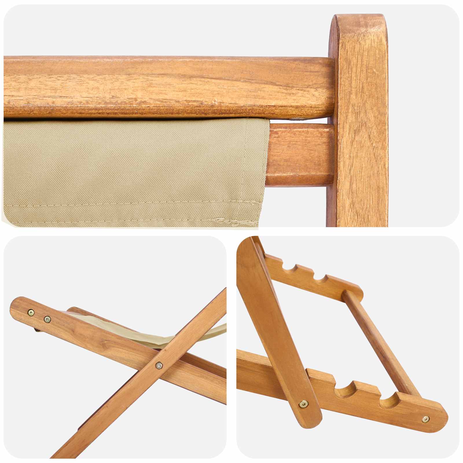 Silla de playa Beige Madera de teca maciza