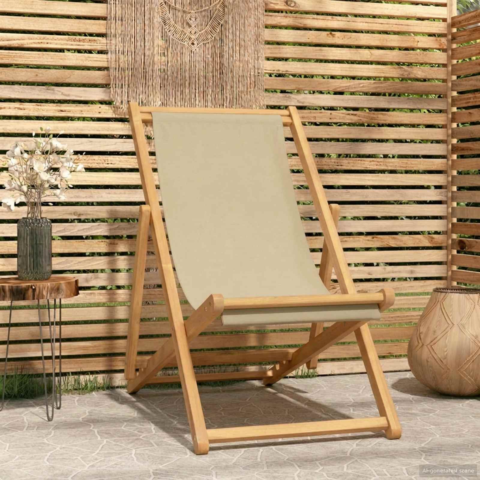 Silla de playa Beige Madera de teca maciza