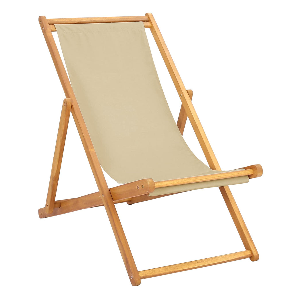 Silla de playa Beige Madera de teca maciza
