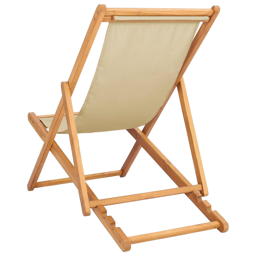 Silla de playa Beige Madera de teca maciza