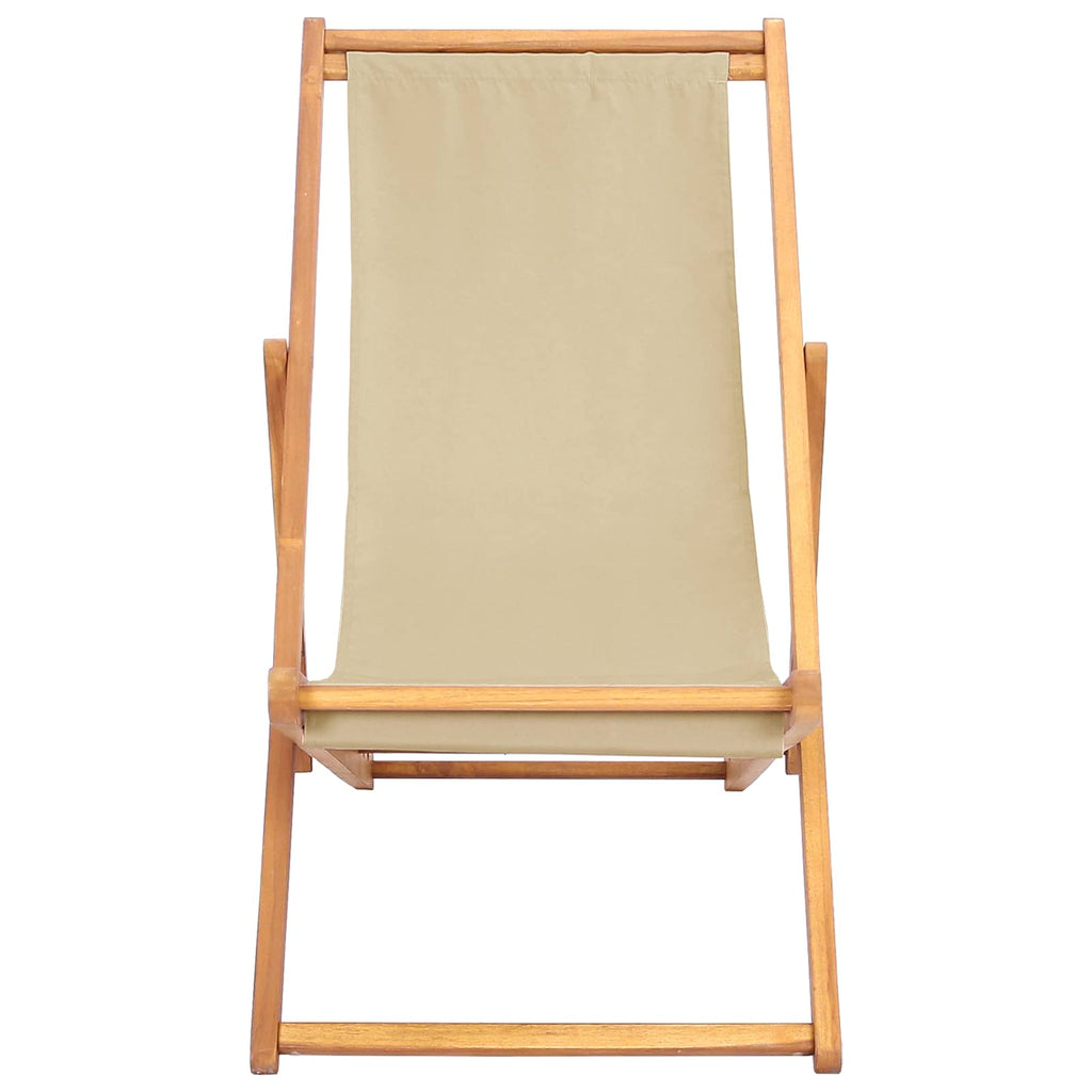 Silla de playa Beige Madera de teca maciza