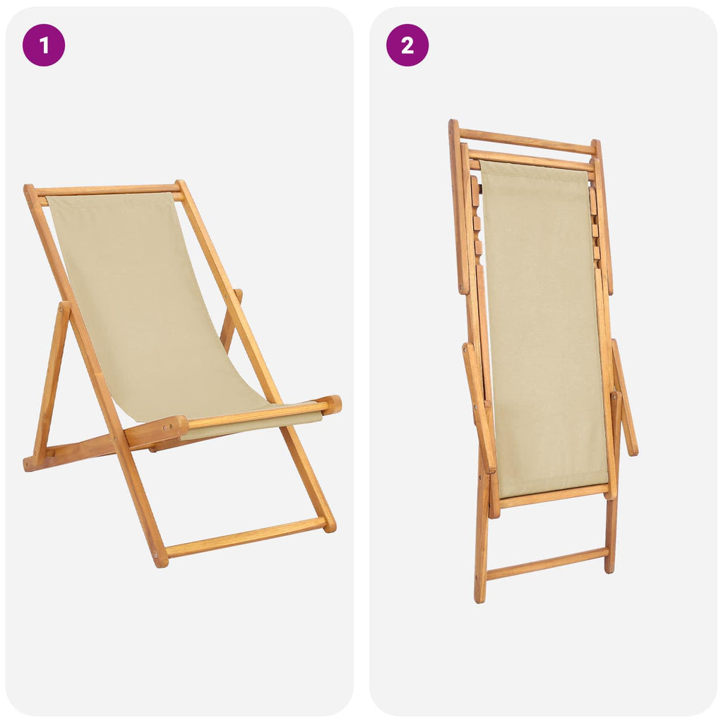 Silla de playa Beige Madera de teca maciza