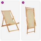 Silla de playa Beige Madera de teca maciza