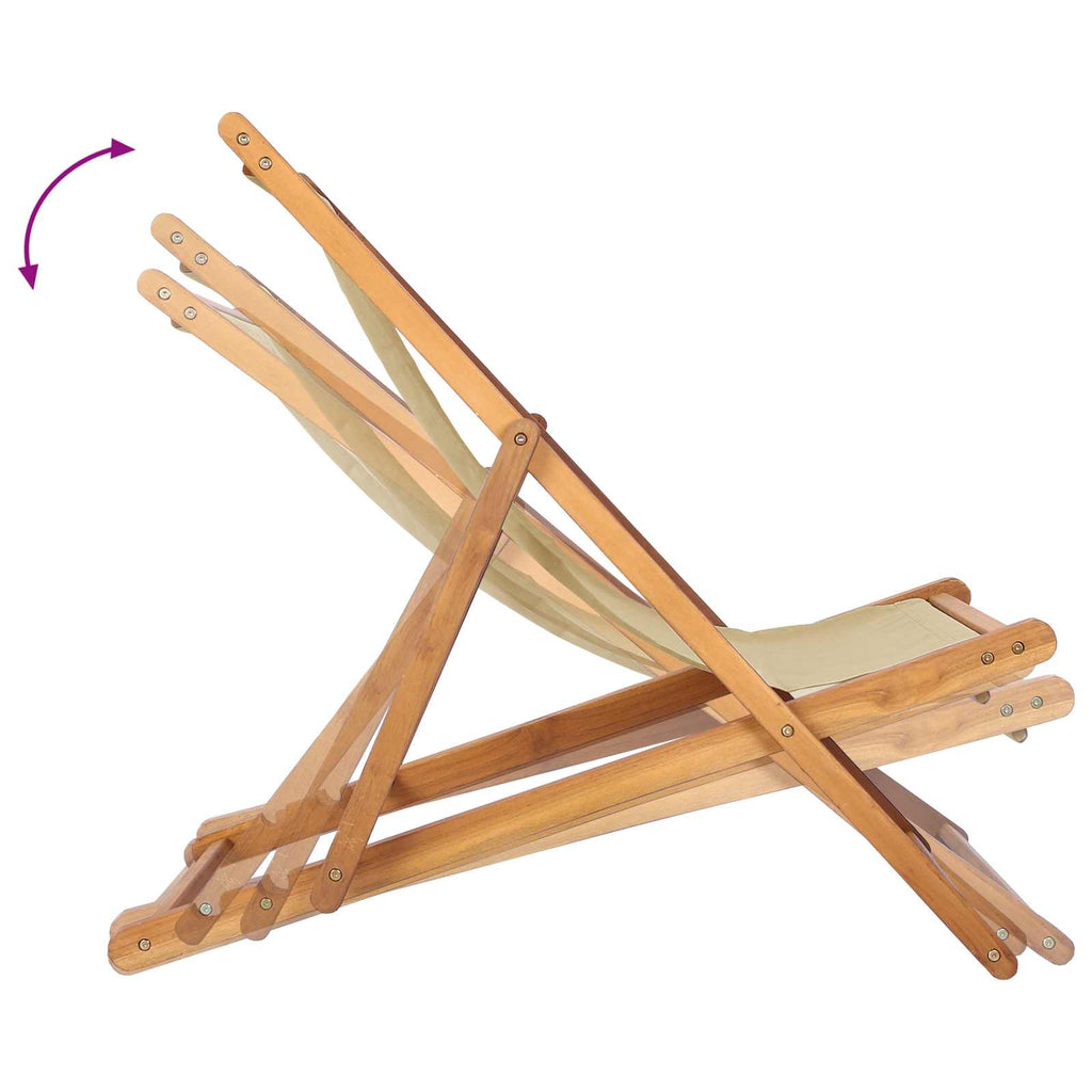 Silla de playa Beige Madera de teca maciza