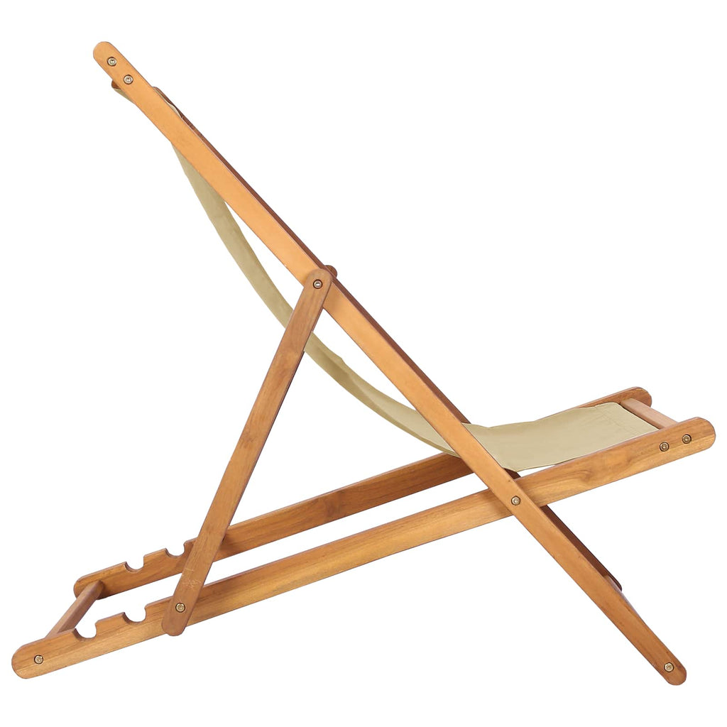 Silla de playa Beige Madera de teca maciza