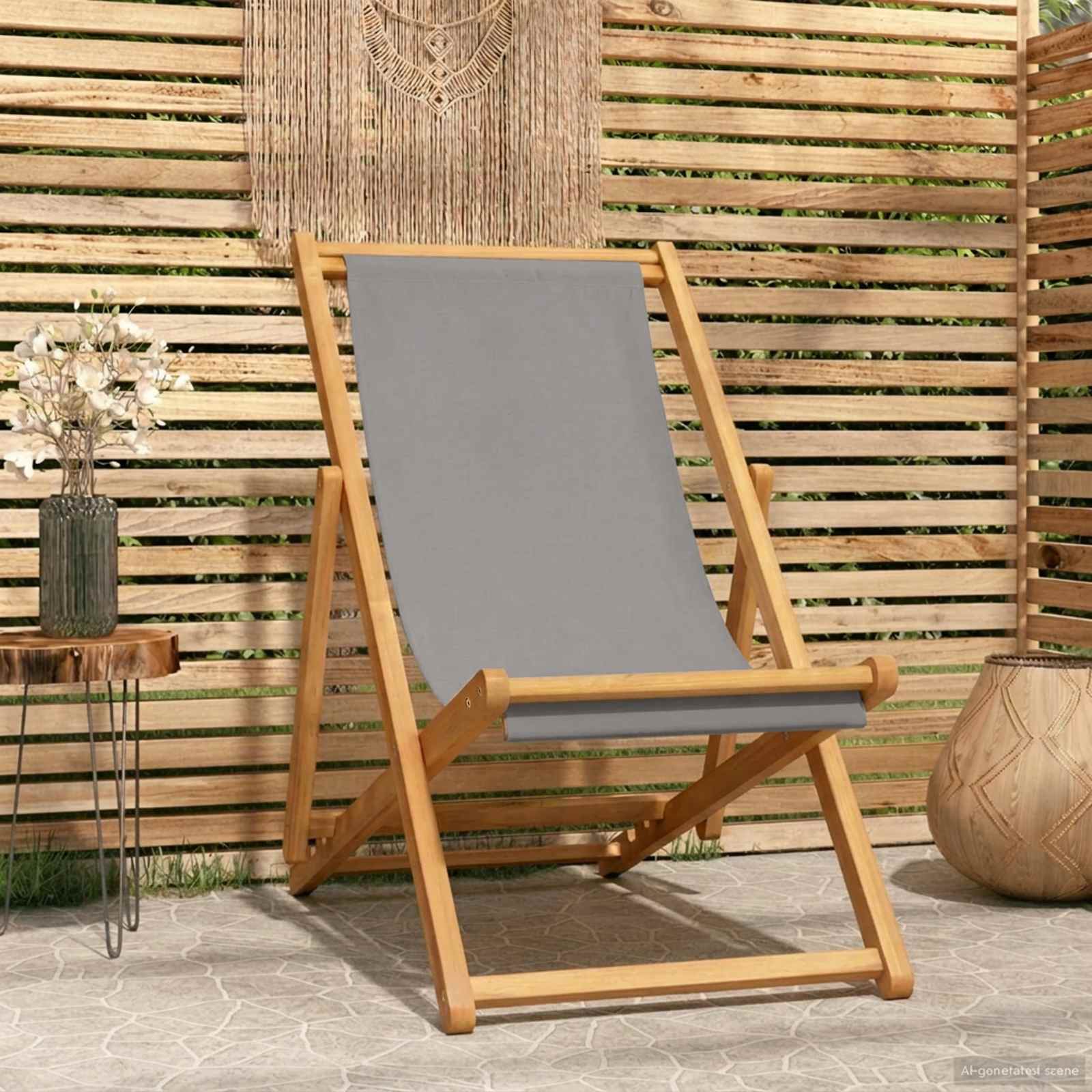 Silla de playa Beige Madera de teca maciza
