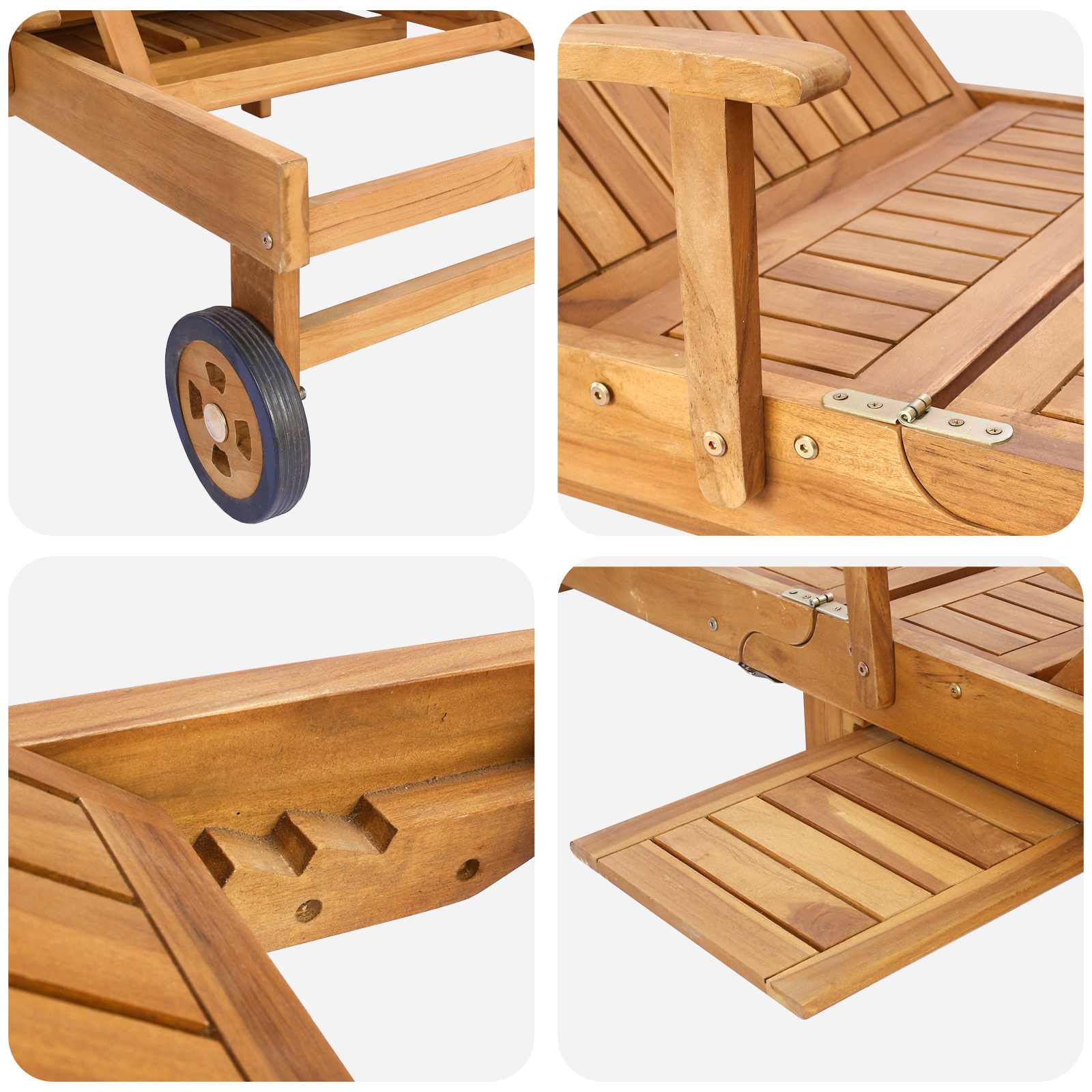 Tumbona 1-persona Marrón Madera de teca maciza