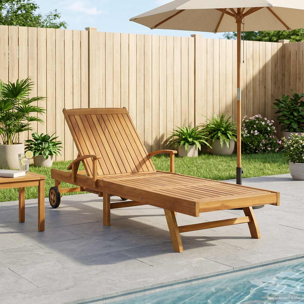Tumbona 1-persona Marrón Madera de teca maciza