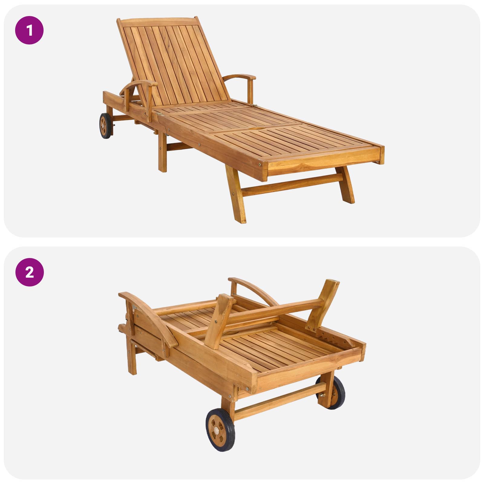Tumbona 1-persona Marrón Madera de teca maciza