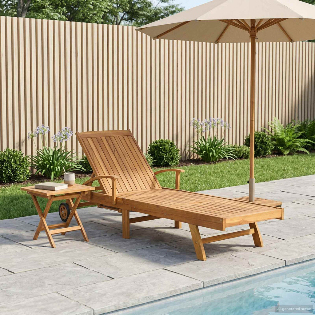 Tumbona 1-persona Marrón Madera de teca maciza