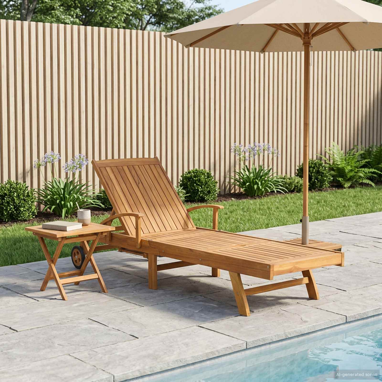 Tumbona 1-persona Marrón Madera de teca maciza