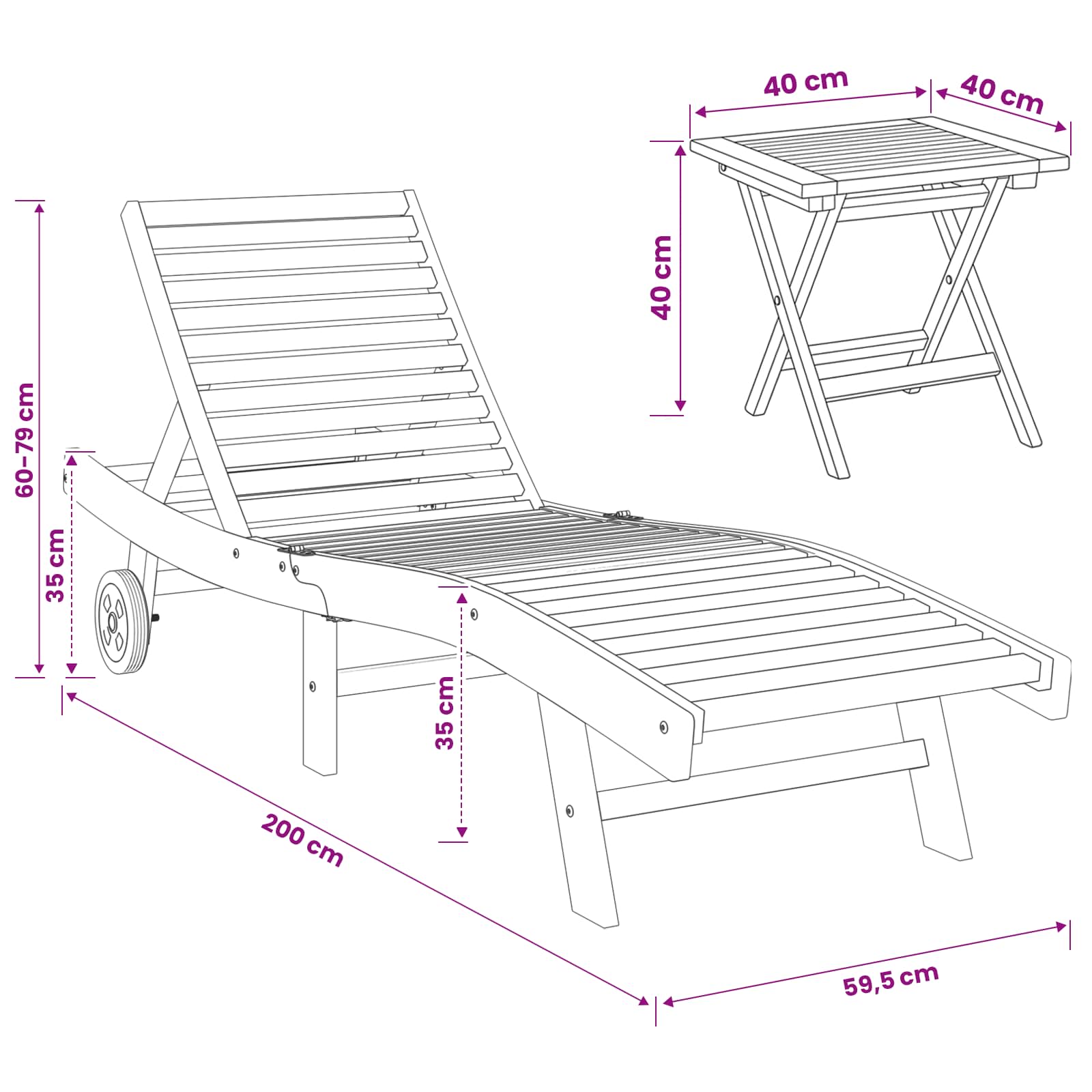 Tumbona 2 pcs Marrón Madera de teca maciza