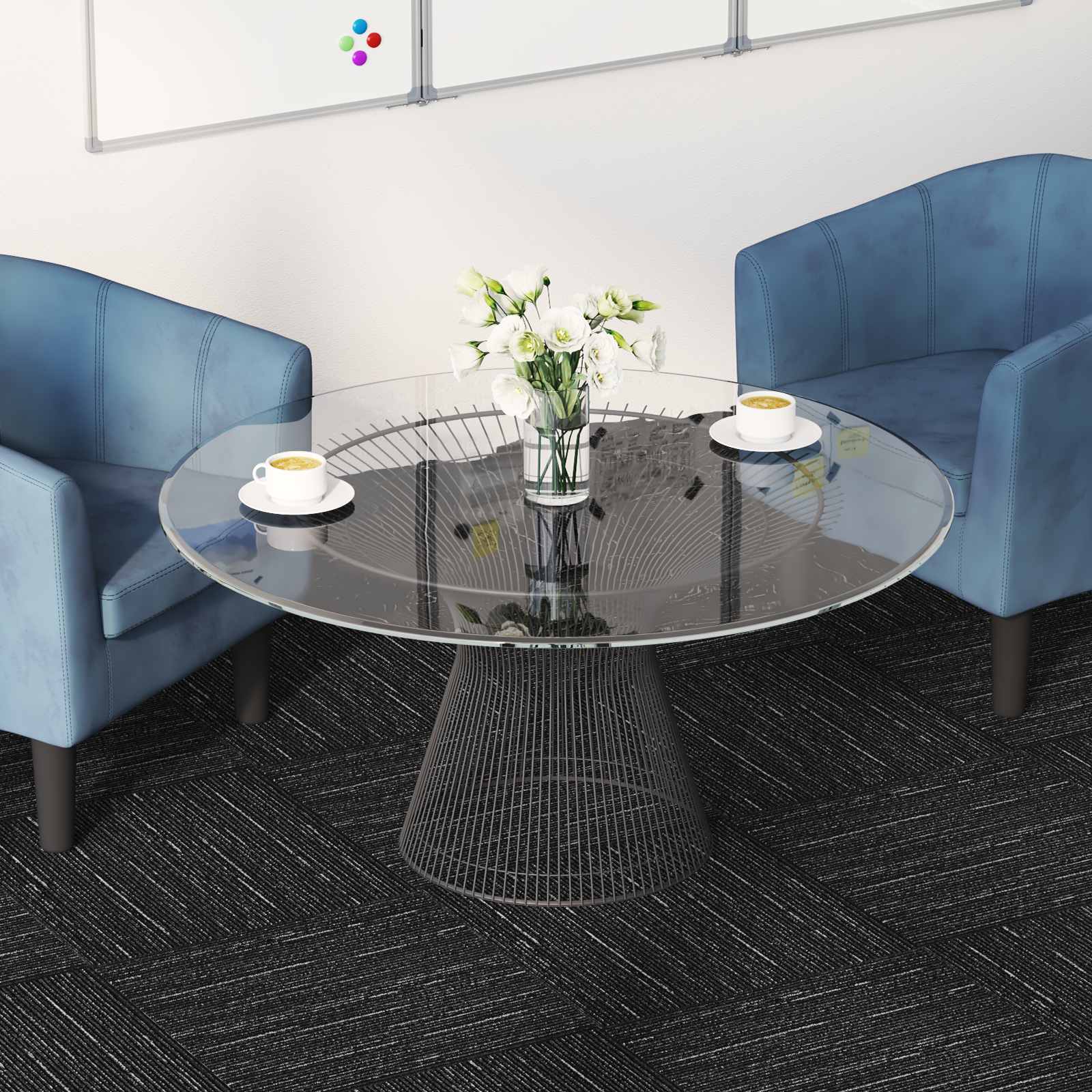 Blue Carpet Tile 50 x 50 cm 20 pcs PP and Bitumen