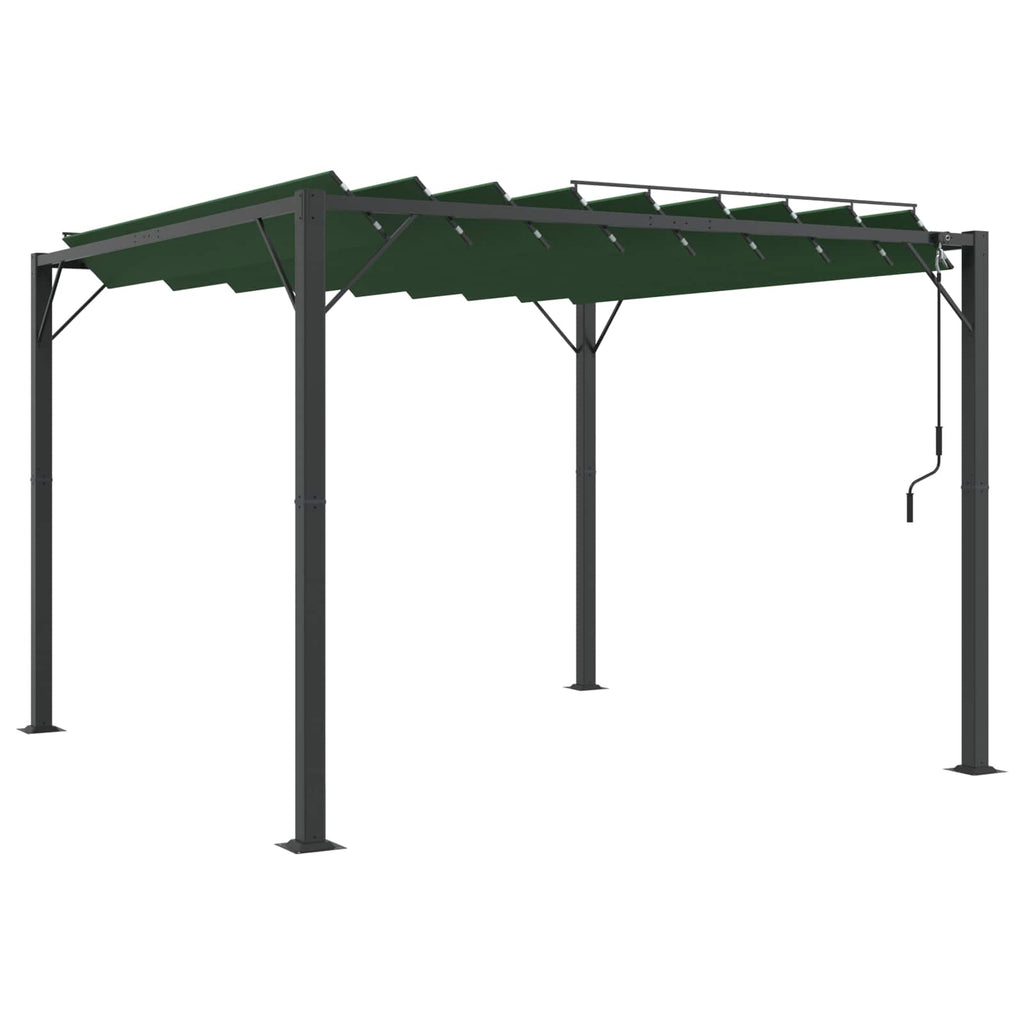 Gazebo con techo ajustable Verde 3 x 3 x 2,14 m Tela y Aluminio