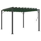 Gazebo con techo ajustable Verde 3 x 3 x 2,14 m Tela y Aluminio