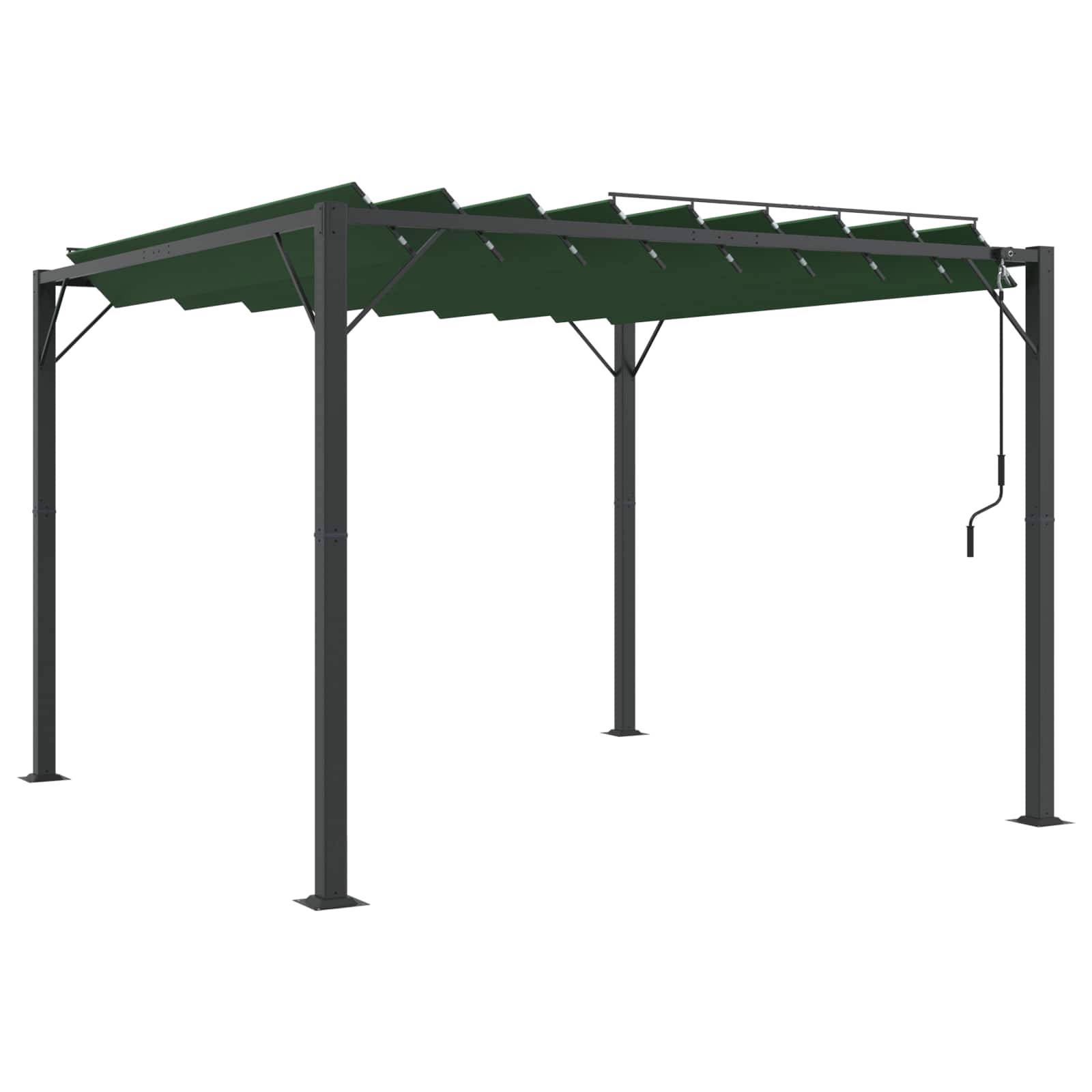 Gazebo con techo ajustable Verde 3 x 3 x 2,14 m Tela y Aluminio