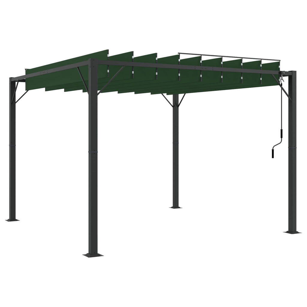 Gazebo con techo ajustable Verde 3 x 3 x 2,14 m Tela y Aluminio