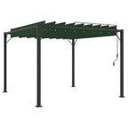 Gazebo con techo ajustable Verde 3 x 3 x 2,14 m Tela y Aluminio
