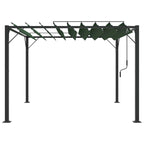 Gazebo con techo ajustable Verde 3 x 3 x 2,14 m Tela y Aluminio