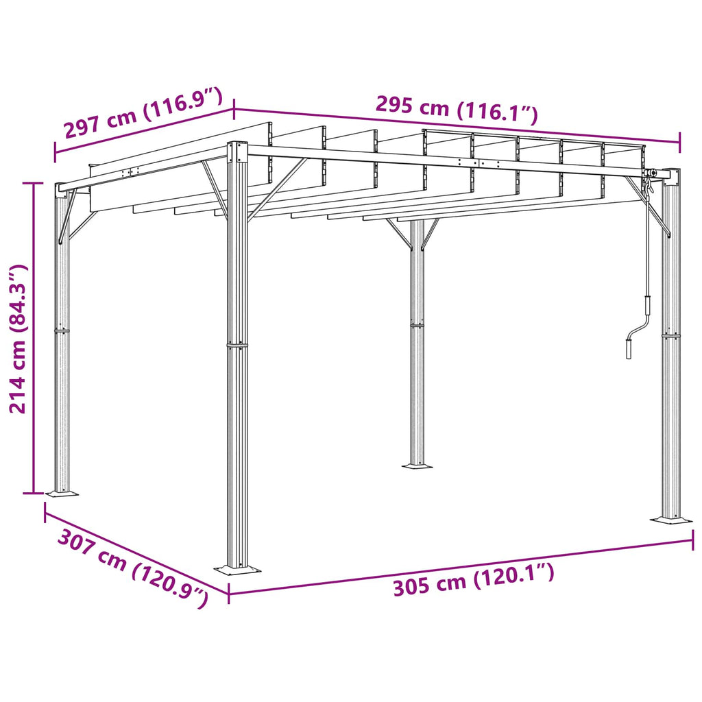 Gazebo con techo ajustable Verde 3 x 3 x 2,14 m Tela y Aluminio