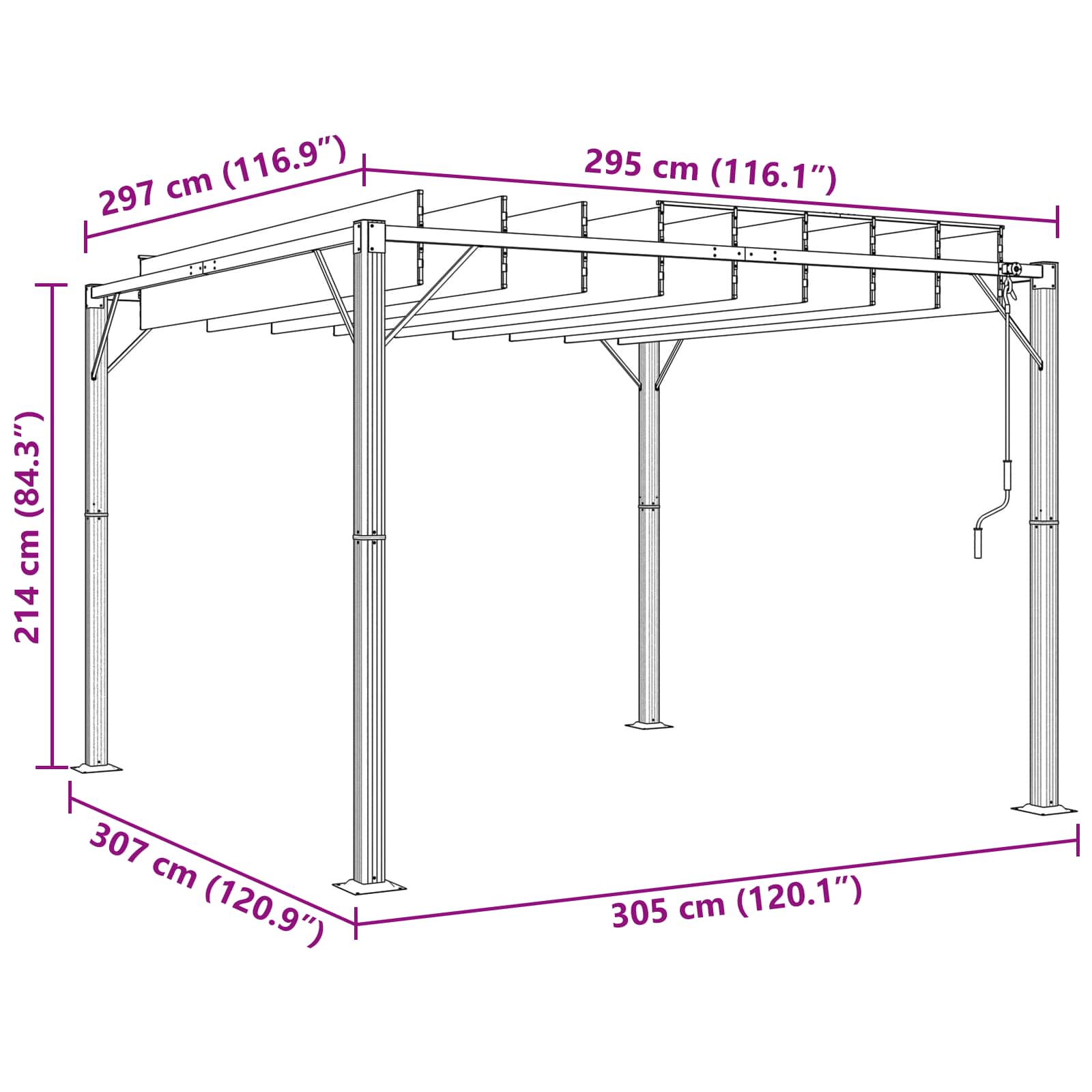 Gazebo con techo ajustable Verde 3 x 3 x 2,14 m Tela y Aluminio